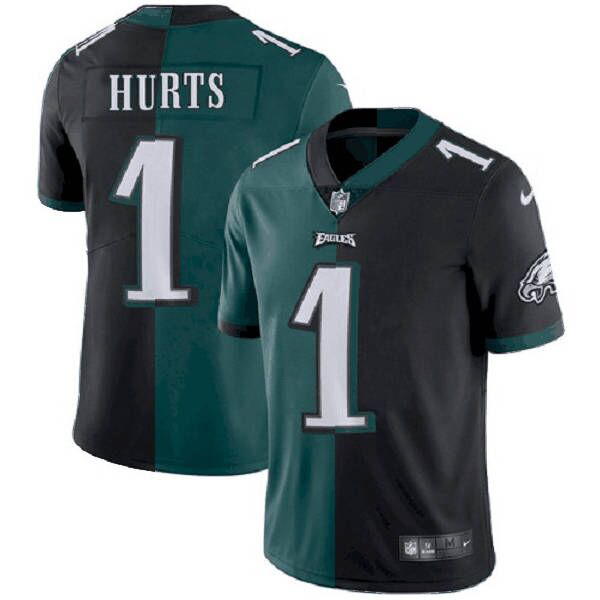 Men's Philadelphia Eagles #1 Jalen Hurts Green Black Split Vapor Untouchable Limited Stitched Nike NFL Jersey