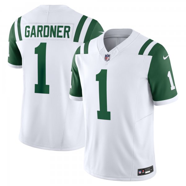 Men's New York Jets #1 Ahmad Sauce Gardner Nike White Classic Alternate Vapor F.U.S.E. Jersey