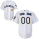 Milwaukee Brewers White Blue Strip Men's Customized MLB Jersey