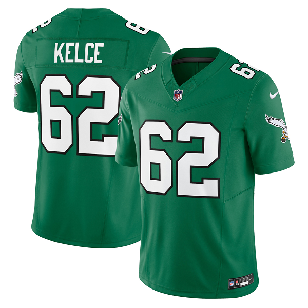 Men's Philadelphia Eagles #62 Jason Kelce Nike Kelly Green Alternate Vapor F.U.S.E. Limited Jersey