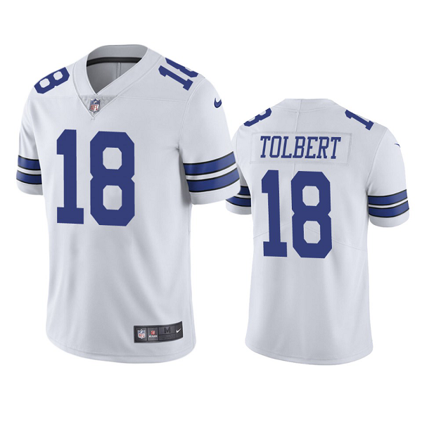 Men's Dallas Cowboys #18 Jalen Tolbert White Vapor Limited Jersey