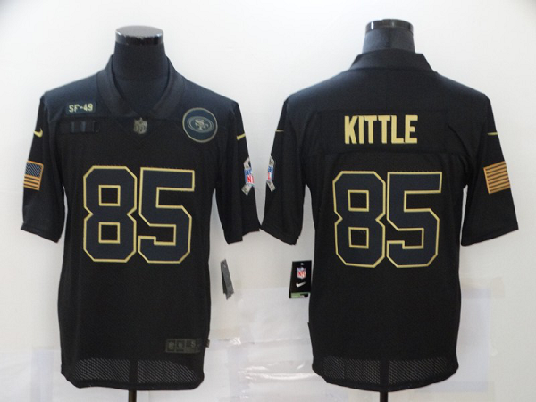 Men's San Francisco 49ers #85 George Kittle Black 2020 Salute To Service Stitched NFL Nike Limited Jersey