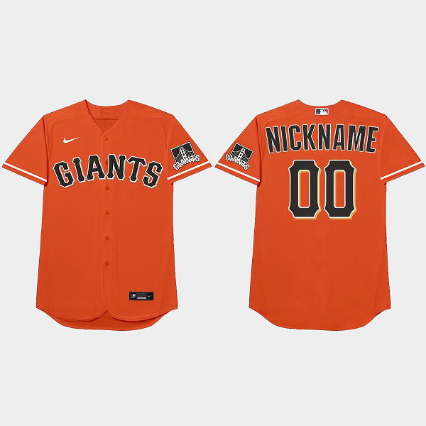 San Francisco Giants Custom 2021 Players Weekend Nickname Orange Men's Jersey