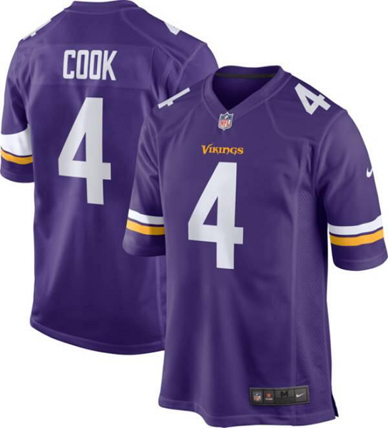 Men's Minnesota Vikings #4 Dalvin Cook Nike Purple Game NFL Jersey