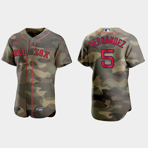 Men's Boston Red Sox #5 Enrique Hernandez 2021 National Armed Forces Day Flex Base MLB Jersey - Camo