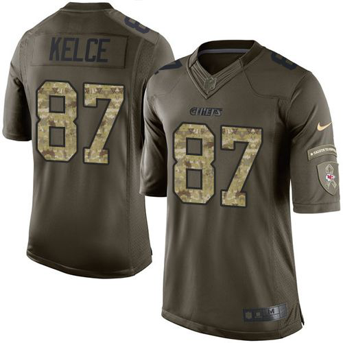 Nike Kansas City Chiefs #87 Travis Kelce Green Men's Stitched NFL Limited Salute to Service Jersey