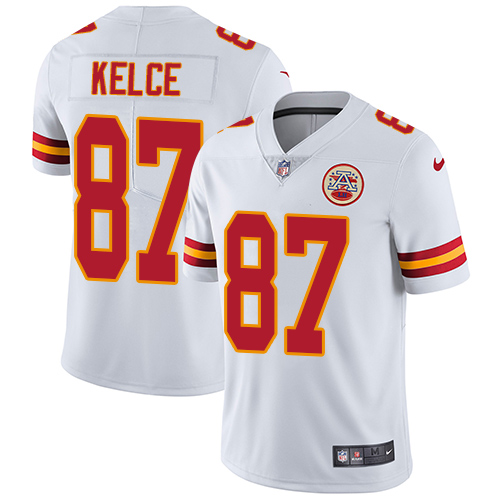 Nike Kansas City Chiefs #87 Travis Kelce White Youth Stitched NFL Vapor Untouchable Limited Jersey