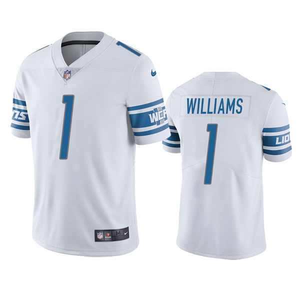 Men's Detroit Lions Jameson Williams White 2022 NFL New Draft Vapor Limited Jersey