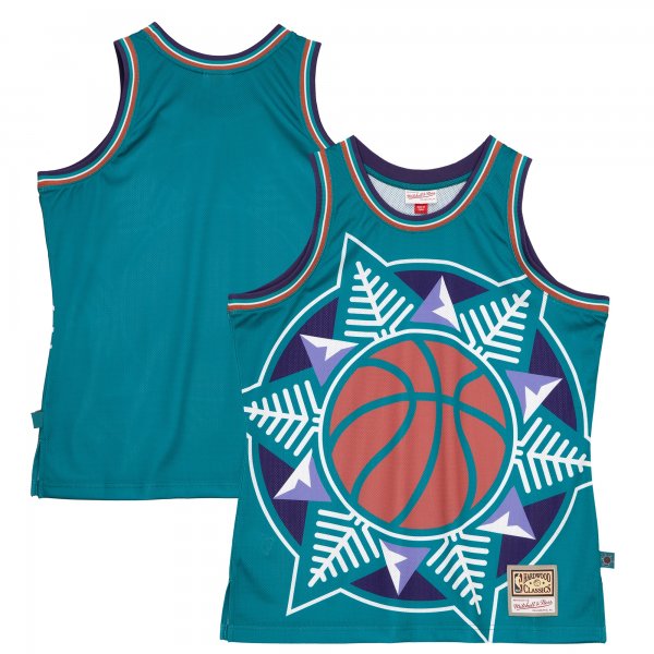 Men's Utah Jazz  Mitchell & Ness Turquoise Hardwood Classics Blown Out Fashion Jersey