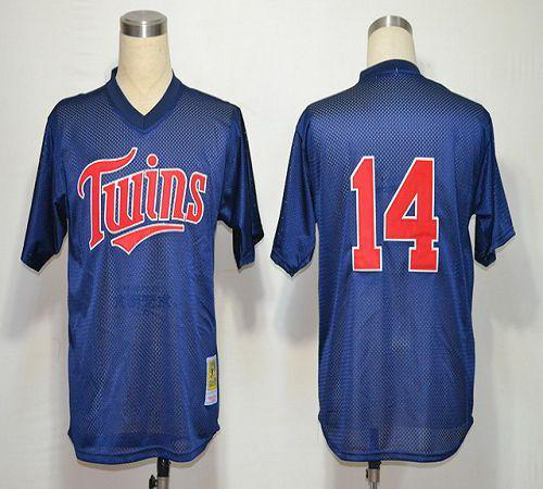 Mitchell And Ness 1991 Minnesota Twins #14 Kent Hrbek Navy Blue Stitched MLB Jersey