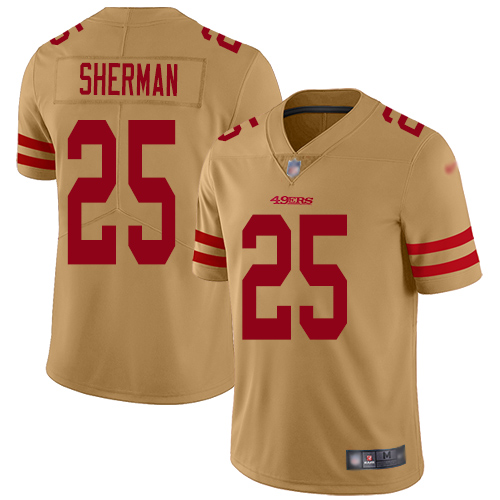 San Francisco 49ers #25 Richard Sherman Gold Men's Stitched NFL Limited Inverted Legend Jersey