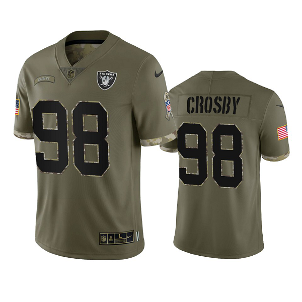 Las Vegas Raiders Maxx Crosby Olive 2022 Salute To Service Limited Jersey #98