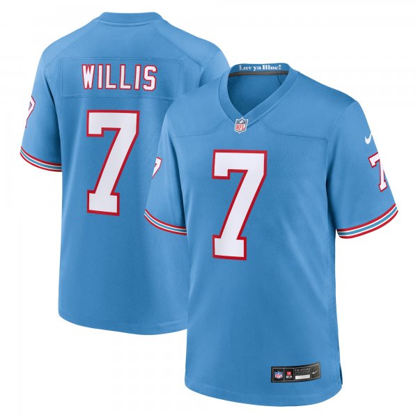 Men's Tennessee Titans Malik Willis Nike Light Blue Oilers Throwback Alternate Game Player Jersey