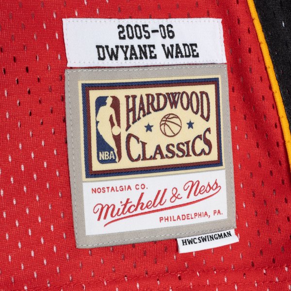 Men's Miami Heat Dwyane Wade Mitchell & Ness Black/Red Hardwood Classics 2005/06 Split Swingman Jersey