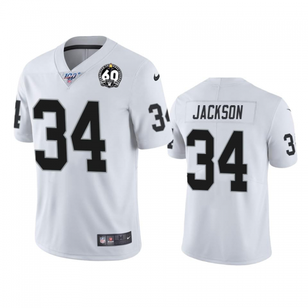 Men's Nike Las Vegas Raiders #34 Bo Jackson White 100th And 60th Anniversary Vapor Untouchable Limited Jersey