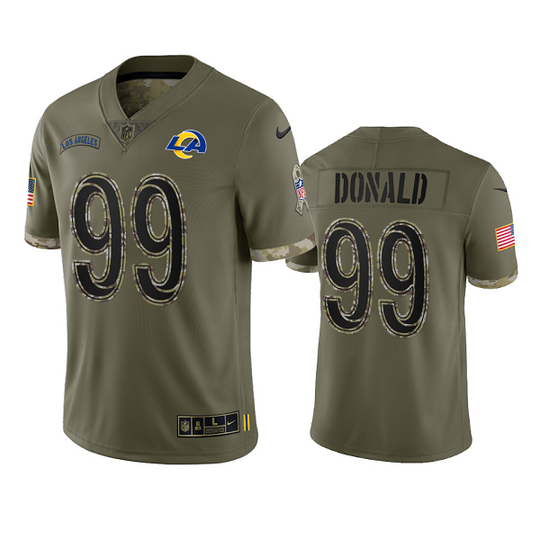 Los Angeles Rams Aaron Donald Olive 2022 Salute To Service Limited Jersey #99