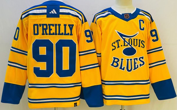 Men's St. Louis Blues #90 Ryan O'Reilly Yellow Reverse Retro 2.0 Stitched Jersey