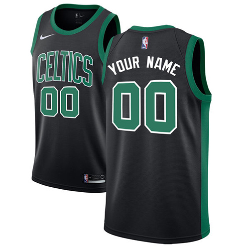 Men's Nike Celtics Personalized Swingman Black NBA Statement Edition Jersey