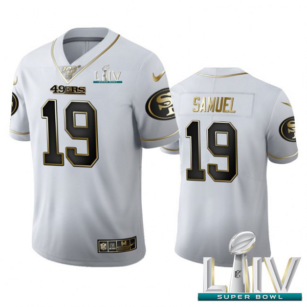 San Francisco 49ers #19 Deebo Samuel Men's Nike White Golden Super Bowl LIV 2020 Edition Vapor Limited NFL 100 Jersey