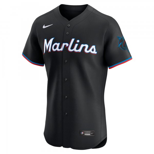 Men's Miami Marlins  Nike Black Alternate Vapor Premier Elite Patch Jersey