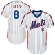 New York Mets #8 Gary Carter White(Blue Strip) Flexbase Collection Cooperstown Stitched MLB Jersey