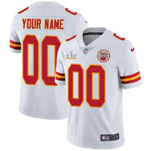 Men's Kansas City Chiefs Custom White 2021 Super Bowl LV Jersey