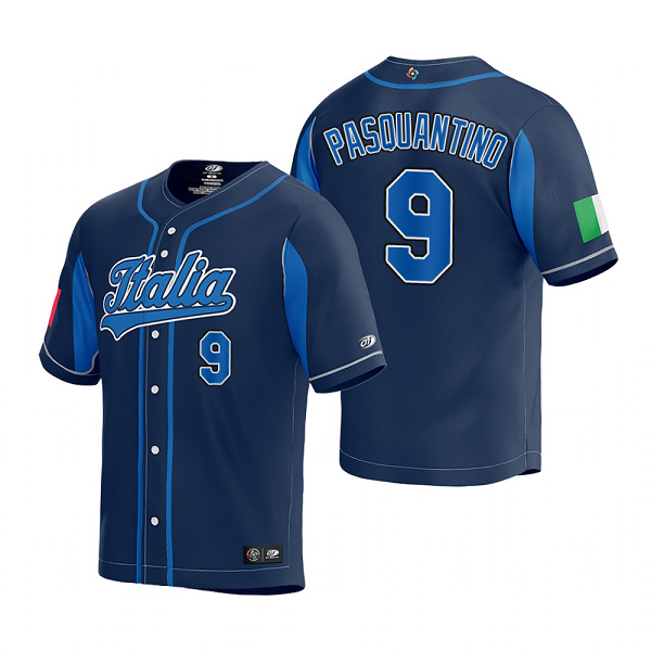 Italy Baseball Vinnie Pasquantino Navy 2023 World Baseball Classic Jersey