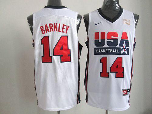 Nike Men's Team USA #14 Charles Barkley White 2012 USA Basketball Retro Stitched NBA Jersey