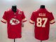 Men's Kansas City Chiefs #87 Travis Kelce Red Super Bowl LIX Team Big Logo Vapor Limited Stitched Jersey