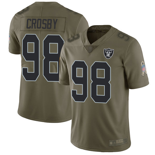 Men's Nike Las Vegas Raiders#98 Maxx Crosby Limited Olive 2017 Salute to Service NFL Jersey