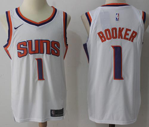 Men's Nike Phoenix Suns #1 Devin Booker White Stitched Swingman NBA Jersey