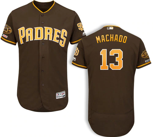 Men's San Diego Padres #13 Manny Machado Majestic Cool Base Alternate Brown On-Field MLB Jersey