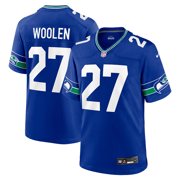 Men's Seattle Seahawks #27 Tariq Woolen Nike Royal Throwback Player Limited Jersey