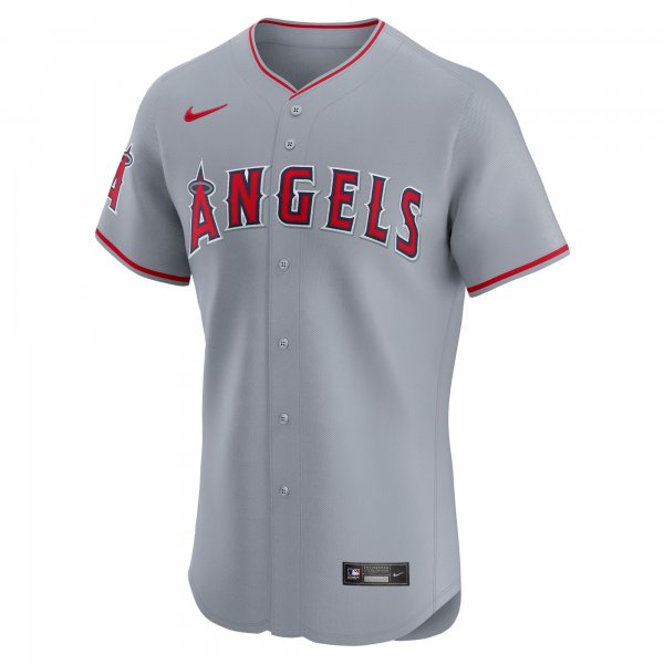 Men's Los Angeles Angels  Nike Gray Road Vapor Premier Elite Patch Jersey