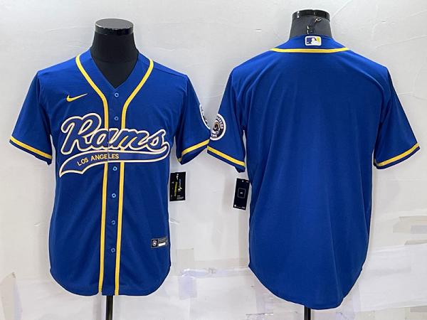 Men's Los Angeles Rams Blank Blue Stitched Baseball Cool Base Jersey