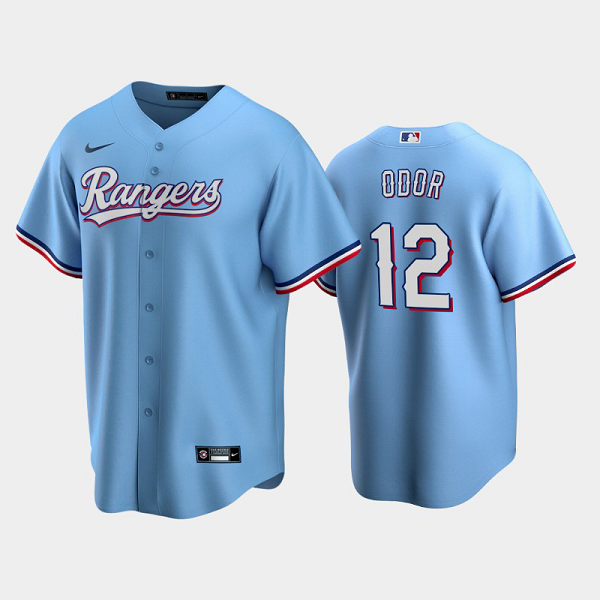 Men's Texas Rangers # Rougned Odor #12 Alternate Light Blue Team 2020 MLB Cool Base Jersey