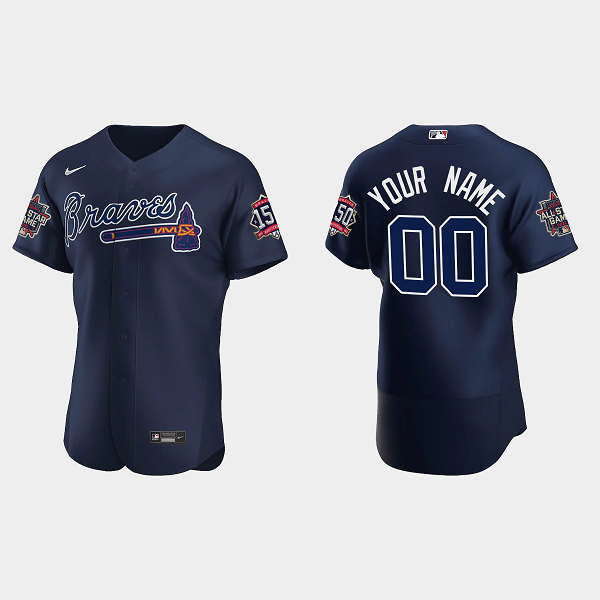 Men's Atlanta Braves Custom Navy Flexbase Alternate 2021 MLB All-Star Jersey