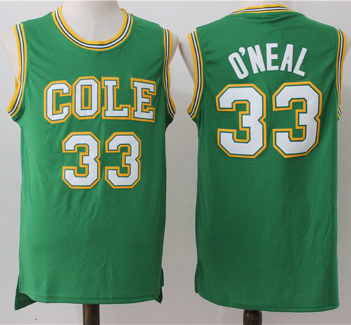 Men's Los Angeles Lakers #33 Shaquille O'Neal Green Robert G. Cole High School Stitched NBA Jersey