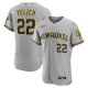 Men's Milwaukee Brewers Christian Yelich Nike Gray Road Player Logo Jersey