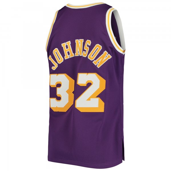 Men's Los Angeles Lakers Magic Johnson Mitchell & Ness Purple 1984/85 Hardwood Classics Jersey