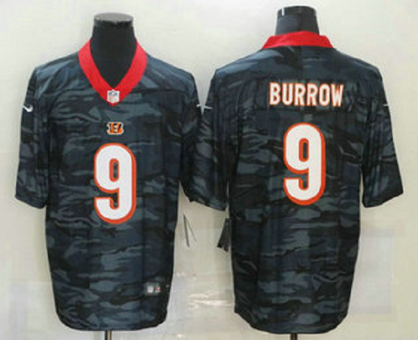 Men's Cincinnati Bengals #9 Joe Burrow 2020 Camo Limited Stitched Nike NFL Jersey