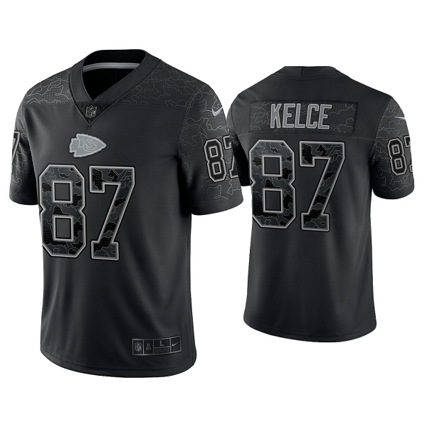 Men's Nike NFL Kansas City Chiefs Travis Kelce Reflective Limited Black Jersey