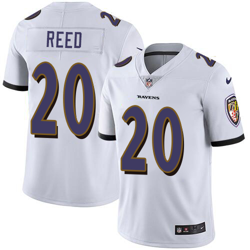 Men's Nike Baltimore Ravens #20 Ed Reed White Vapor Untouchable Limited NFL Jersey