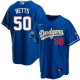 Men's Nike Los Angeles Dodgers #50 Mookie Betts Blue VII Gold Series MLB Cool Base Jersey