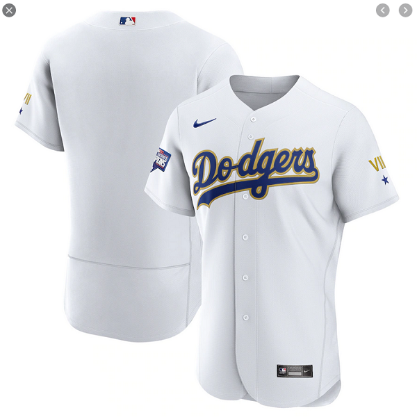 Men's Nike Los Angeles Dodgers Blank White VII Gold Series MLB Jersey