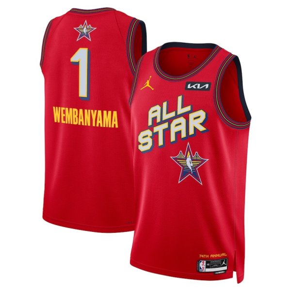 Men's #1 Victor Wembanyama Jordan Brand Unisex 2025 NBA All-Star Game Swingman Player Red Jersey