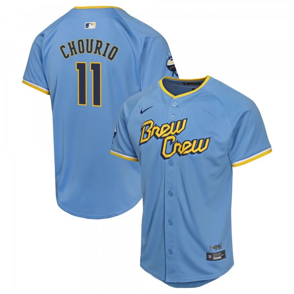 Youth Milwaukee Brewers Jackson Chourio Nike Powder Blue City Connect Limited Player Jersey