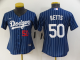 Women's Nike Los Angeles Dodgers #50 Mookie Betts Blue Stitched MLB Cool Base Jersey