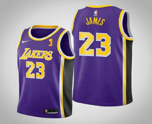 Men's Los Angeles Lakers #23 LeBron James 2020 NBA Finals Champions Statement Purple Jersey