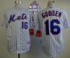 New York Mets #16 Dwight Gooden White(Blue Strip) Home Cool Base W/2015 World Series Patch Stitched MLB Jersey